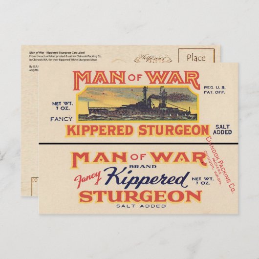 Sturgeon can Label Briefkaart (Voorkant / Achterkant)