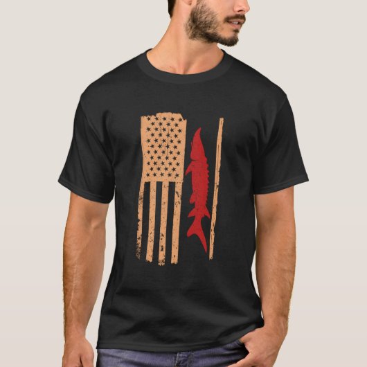 Sturgeon Fish Retro Vlag VS T-shirt (Voorkant)