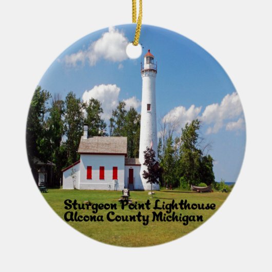 Sturgeon Point Light House Michigan Keramisch Ornament (Voorkant)