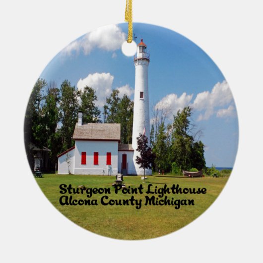 Sturgeon Point Light House Michigan Keramisch Ornament (Achterkant)