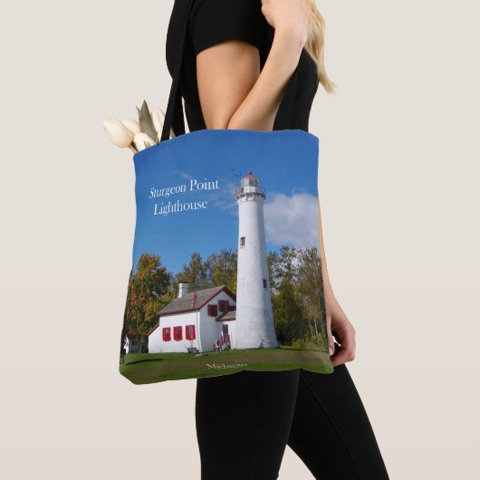Sturgeon Point Lighthouse over de hele canvas tas (Dichtbij)