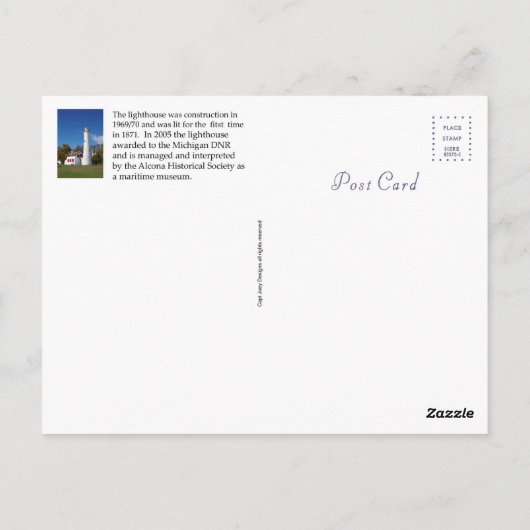 Sturgeon Point Lighthouse postkaart groot (Achterkant)
