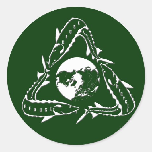 Sturgeon Sticker - Recyclen wit (Voorkant)