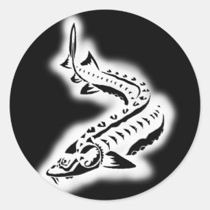 Sturgeon Tribal Glow Ronde Sticker