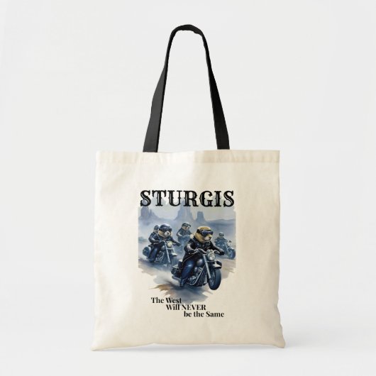 Sturgis Funny Prairie Dogs Biker Gang Western Tote Bag (Voorkant)