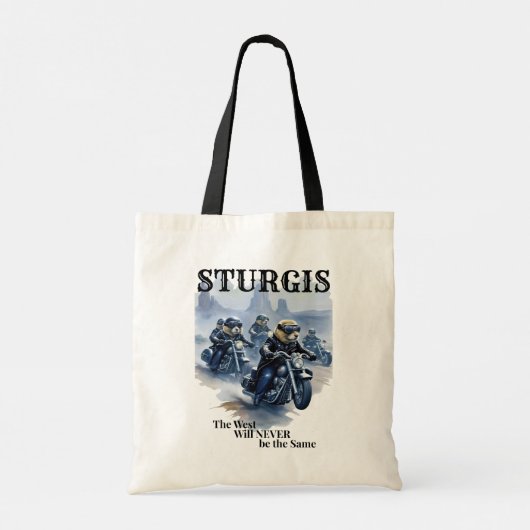 Sturgis Grappige Prairie Honden Motorbende Western Tote Bag (Achterkant)