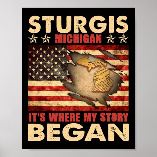 Sturgis Michigan Vlag van de Verenigde Staten 4 ju Poster (Voorkant)