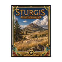 Sturgis South Dakota Vintage Art Deco Gouden Tijdp
