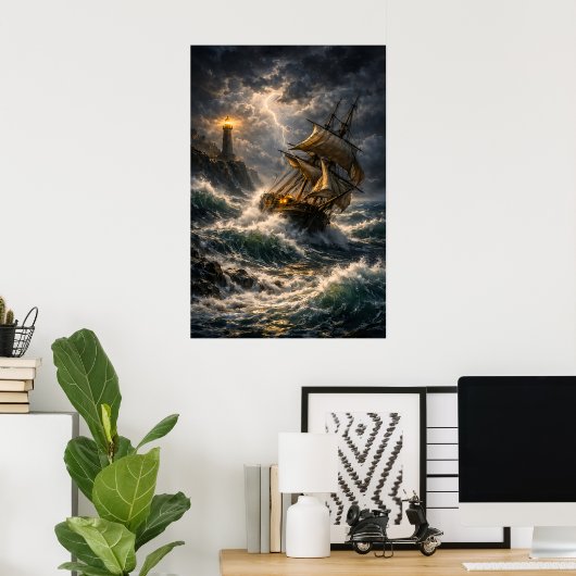 Stürmische Zee Poster (Thuiskantoor)