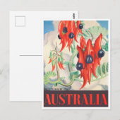 Sturt Desert Pea Australia vintage Briefkaart (Voorkant / Achterkant)