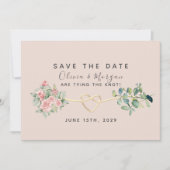 Stustachtig Roos Floral Eucalyptus Wedding Save The Date (Voorkant)