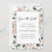 Stustachtig Roos Floral Eucalyptus Wedding Save The Date (Voorkant)
