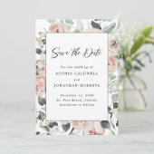 Stustachtig Roos Floral Eucalyptus Wedding Save The Date (Staand voorkant)