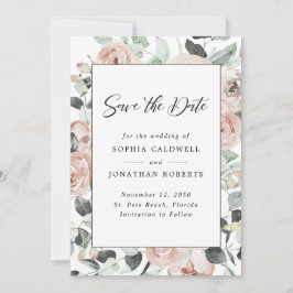 Stustachtig Roos Floral Eucalyptus Wedding Save The Date