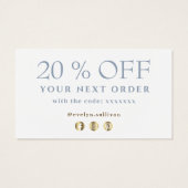 Stustblauw agate dank je korting visitekaartje (Achterkant)