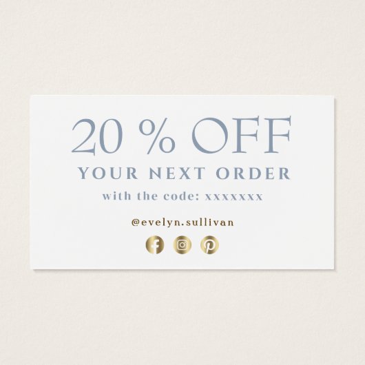 Stustblauw agate dank je korting visitekaartje (Achterkant)