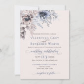 Stustblauw beige florelegant kaart (Voorkant)