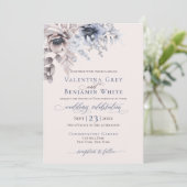 Stustblauw beige florelegant kaart (Staand voorkant)