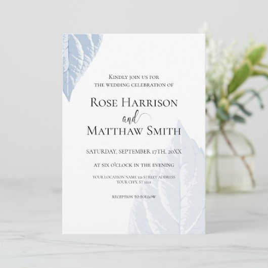 Stustblauw blad Weddenschap Kaart (Staand voorkant)