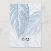 Stustblauw blad Wedding Details Kaart (Achterkant)