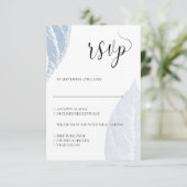 Stustblauw blad Wedding RSVP-kaart RSVP Kaartje (Staand voorkant)