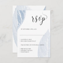 Stustblauw blad Wedding RSVP-kaart