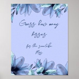 Stustblauw bloem hoeveel kussen vrijgezellenfeest poster