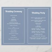 Stustblauw bloemen gevouwen programma flyer (Achterkant)