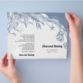 Stustblauw bloemen gevouwen programma flyer (Hand)