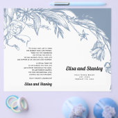 Stustblauw bloemen gevouwen programma flyer (Enkel)