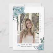 Stustblauw bloemen Klasse 2023 Foto van afstuderen Aankondiging (Voorkant)