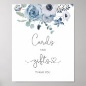 Stustblauw bloemkaartjes en geschenken poster (Voorkant)