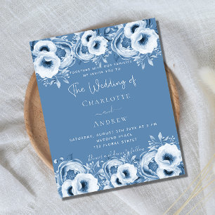Stustblauw bloemkool huwelijksuitnodiging