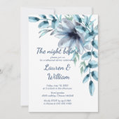 Stustblauw-bloemrepetitie Dinner Kaart (Voorkant)