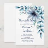 Stustblauw-bloemrepetitie Dinner Kaart (Voorkant / Achterkant)