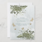 Stustblauw Chic waterverf greenery eucalyptus Kaart (Achterkant)