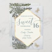 Stustblauw Chic waterverf greenery eucalyptus Kaart (Voorkant / Achterkant)