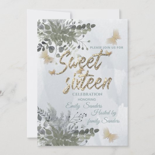 Stustblauw Chic waterverf greenery eucalyptus Kaart (Voorkant)