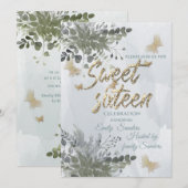 Stustblauw Chic waterverf greenery eucalyptus Kaart (Voorkant / Achterkant)