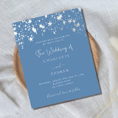 Stustblauw elegant budget bruiloft uitnodiging flyer