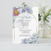 Stustblauw en Lila exotische Floral — Gegevens Kaart (Staand voorkant)