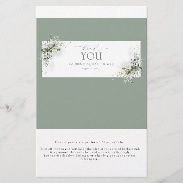 Stustblauw Eucalyptus Shower Snoep Bar wrapper (Voorkant)