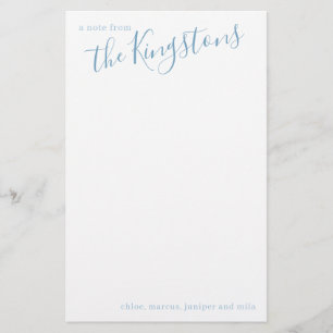 Stustblauw familienaam Script-serie Briefpapier
