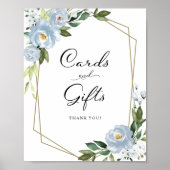 Stustblauw Kaart van Floral en stift Poster (Voorkant)