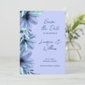 Stustblauw lavendel save the date (Staand voorkant)