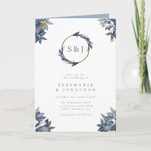 Stustblauw lef en gouden glitter-monogram