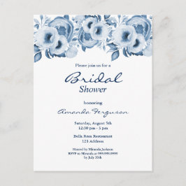 Stustblauw meel witte bruine doucheuitnodiging briefkaart
