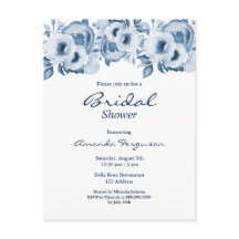 Stustblauw meel witte bruine doucheuitnodiging