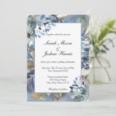 Stustblauw met lijst, uitnodiging voor bloemrijke  (Staand voorkant)