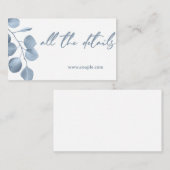 Stustblauw met minimale bruiloft informatiekaartje (Voorkant / Achterkant)